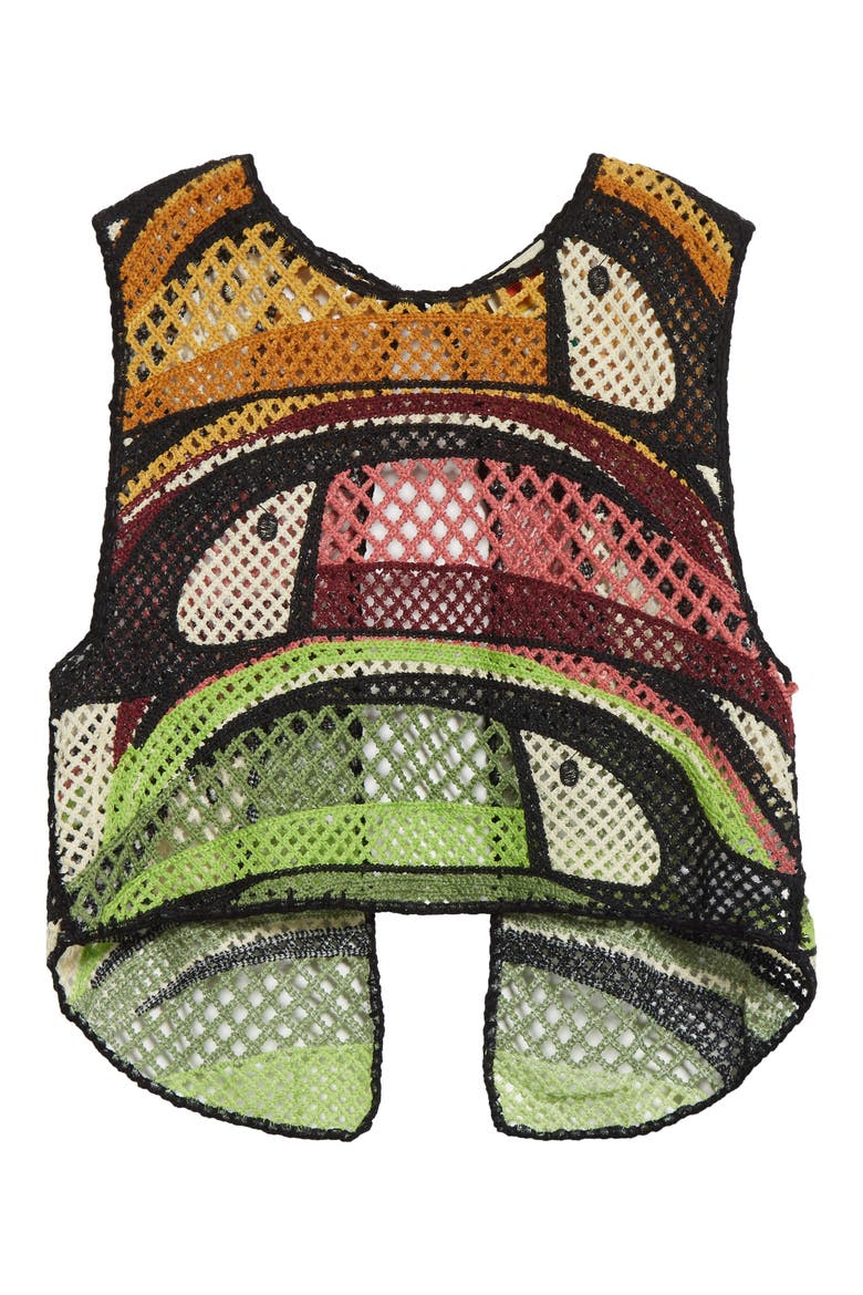 Toucan Tree Open Back Crochet Crop Top, Alternate, color, DARK GREEN