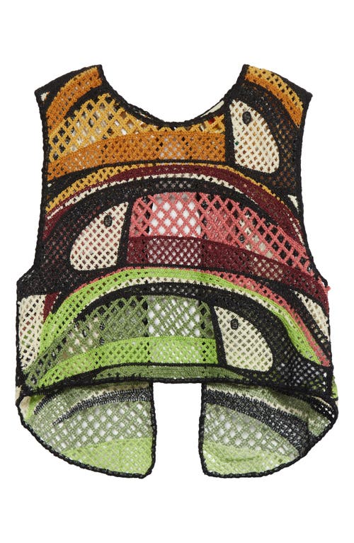 Farm Rio Toucan Tree Open Back Crochet Crop Top In Dark Green