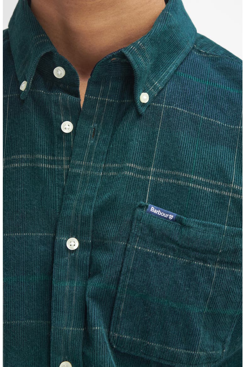 Blair Tailored Fit Plaid Cotton Corduroy Button-Down Shirt, Alternate, color, GREEN LOCH