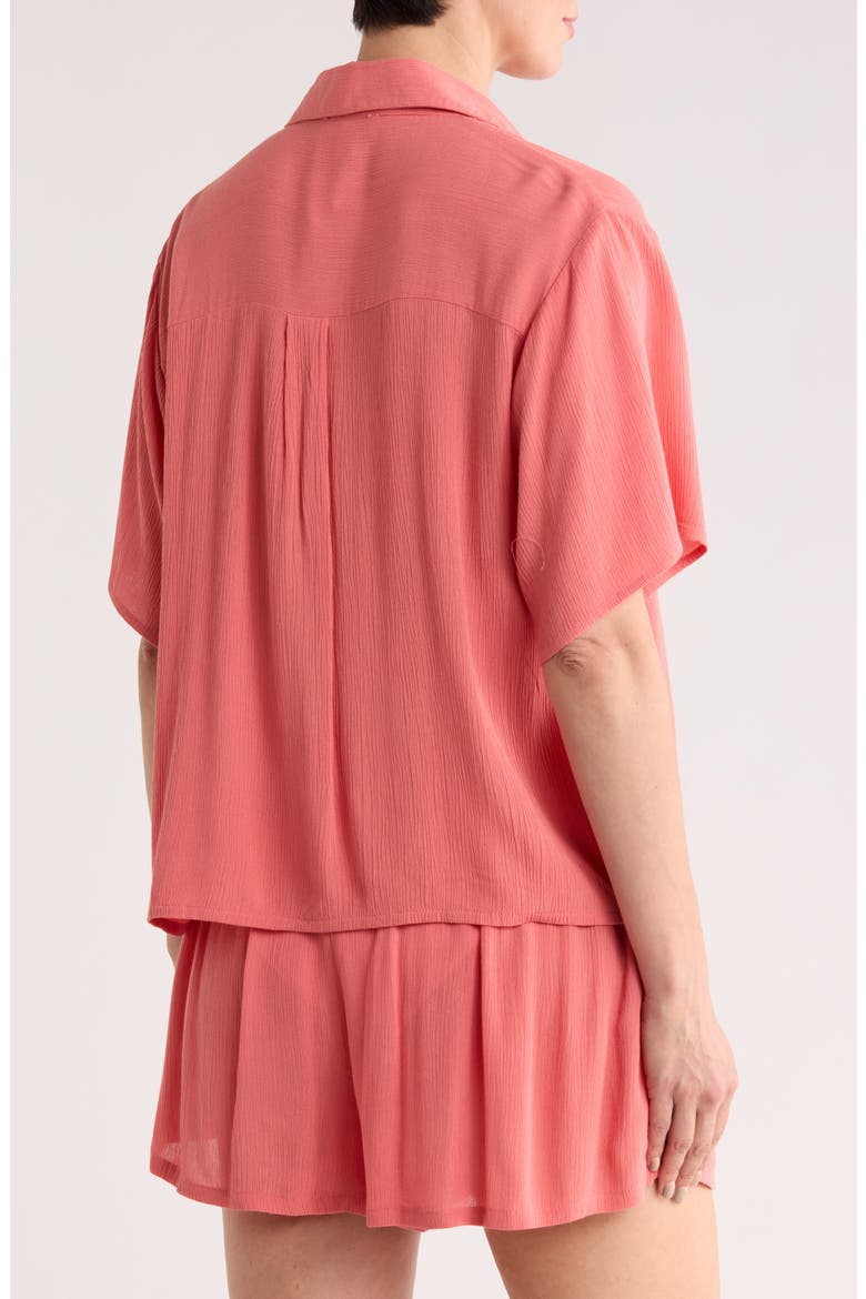Easy Gauze Cover-Up Shirt, Alternate, color, CORAL FADED