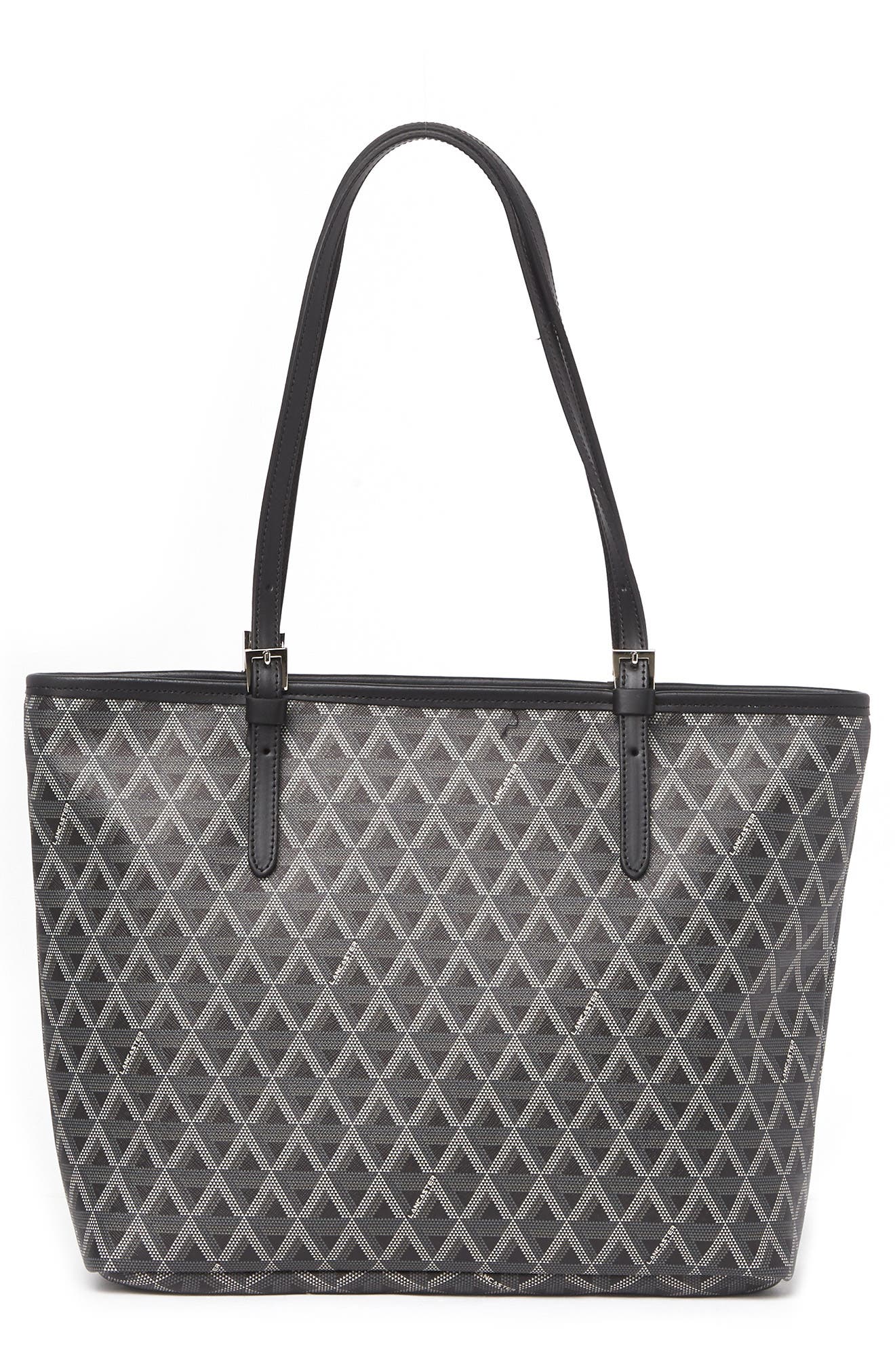 Zipped Shoulder Tote Bag M Ikon, Main, color, BLACK