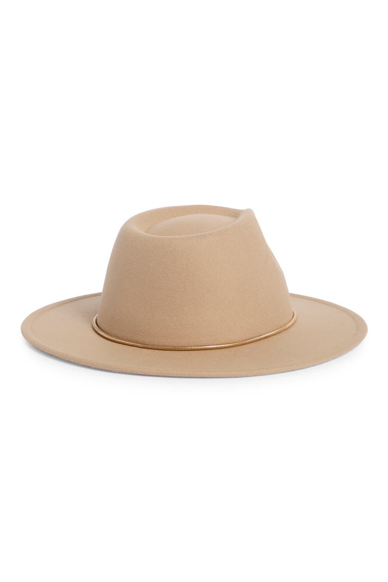Chain Trim Felt Adjustable Fedora, Alternate, color, BEIGE