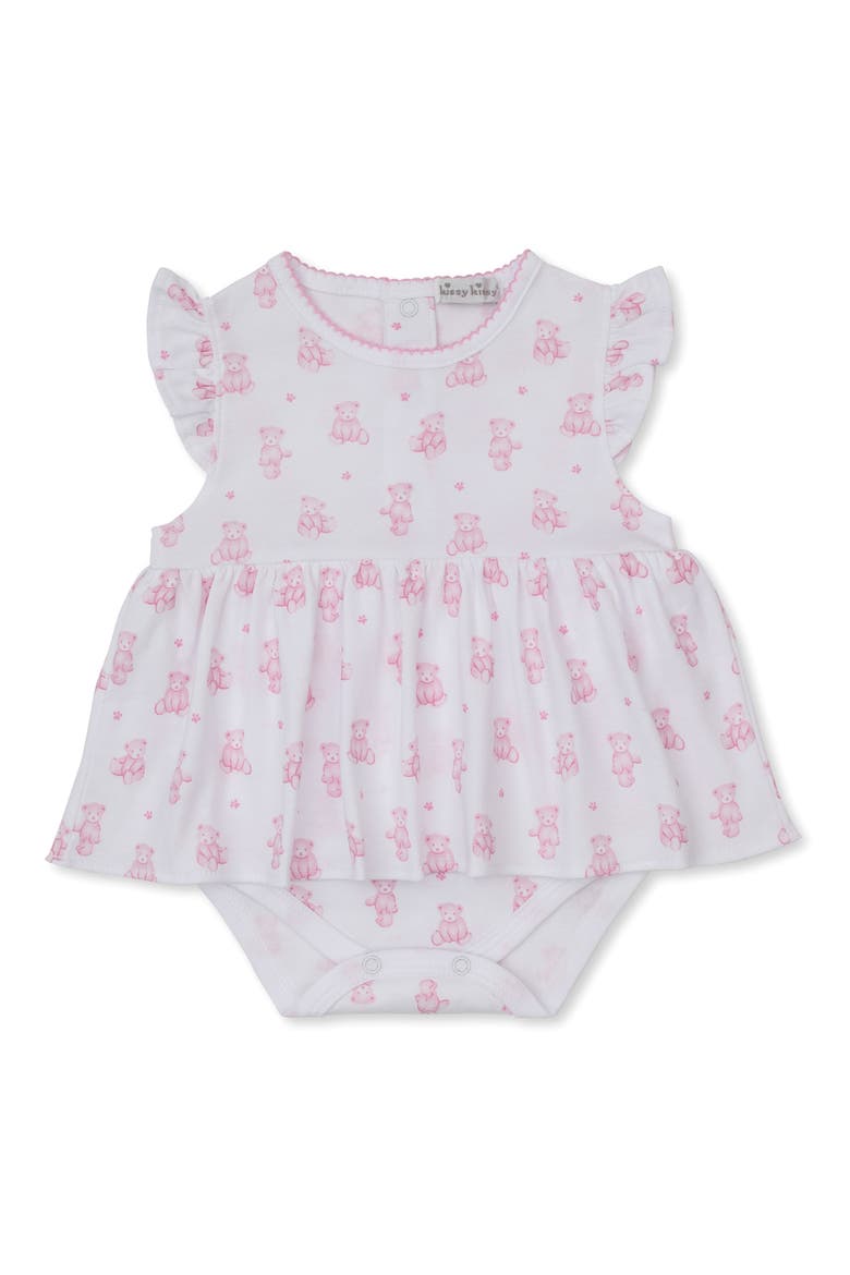 Bear Print Skirted Bodysuit, Main, color, PINK