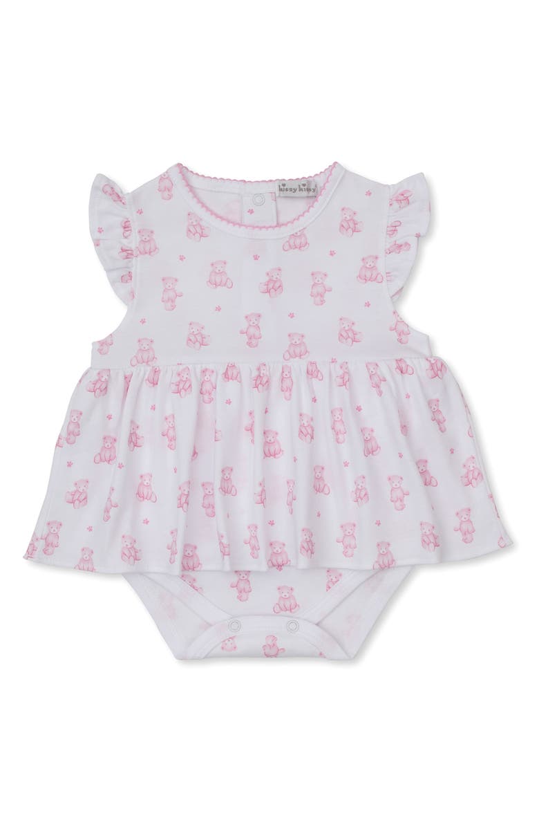 Kissy Kissy Bear Print Skirted Bodysuit, Main, color, Pink