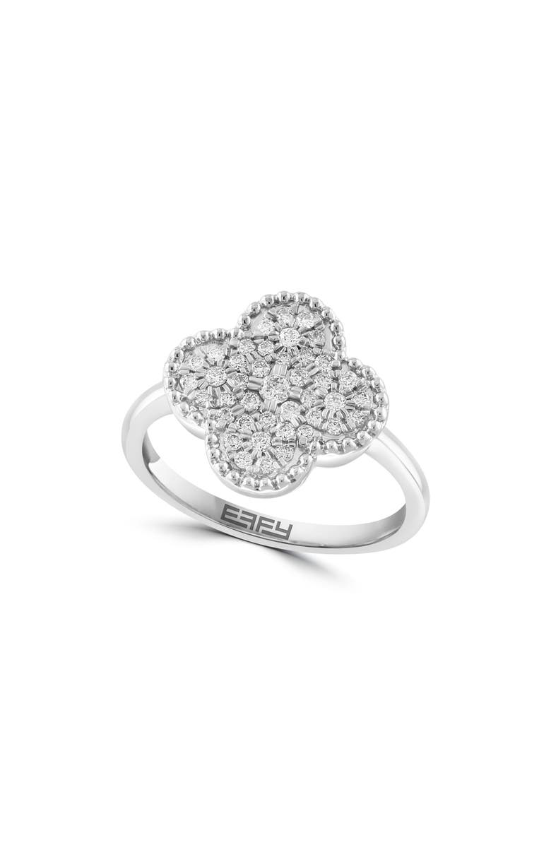 EFFY Sterling Silver Diamond Quatrefoil Ring - 0.55 ctw. - Size 7, Main, color, 