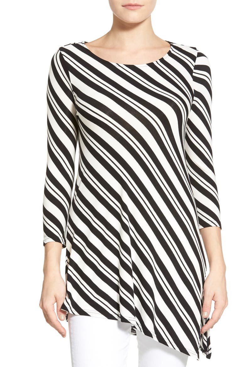 Stripe Asymmetrical Top, Main, color, RICH BLACK