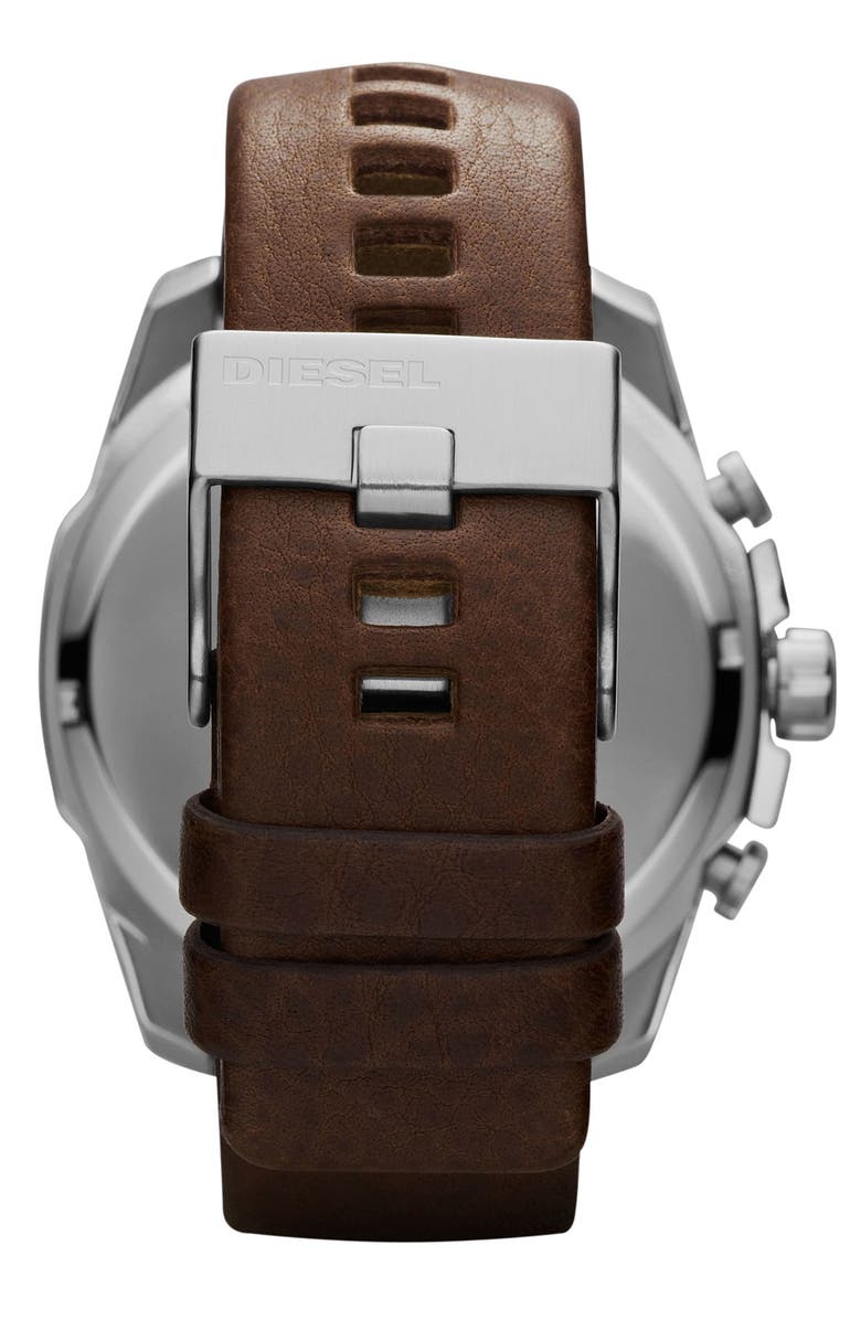 DIESEL<sup>®</sup> 'Mega Chief' Leather Strap Watch, 51mm, Alternate, color,