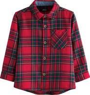 NEXT Kids' Tartan Cotton Flannel Button-Up Shirt