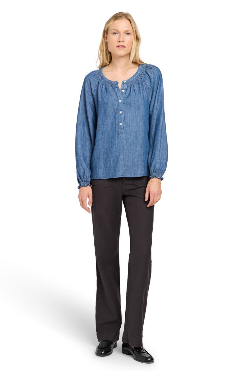 Faherty The Tried and True Odette Denim Top, Alternate, color, Dark Rain Wash