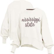 PRESSBOX Women's Pressbox Cream Mississippi State Bulldogs Chelsea Oversized Pullover Sweatshirt