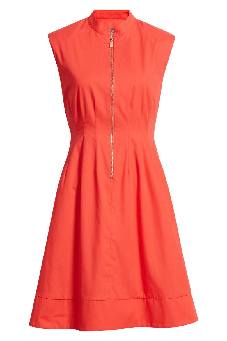 Sleeveless Cotton Dress, Alternate, color, CORAL