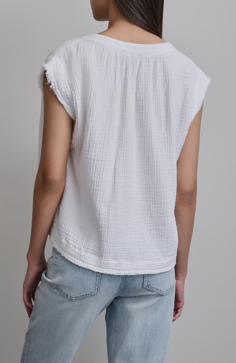 DKNY Jeans Crepe Cotton Gauze Sleeveless Top, Alternate, color, White