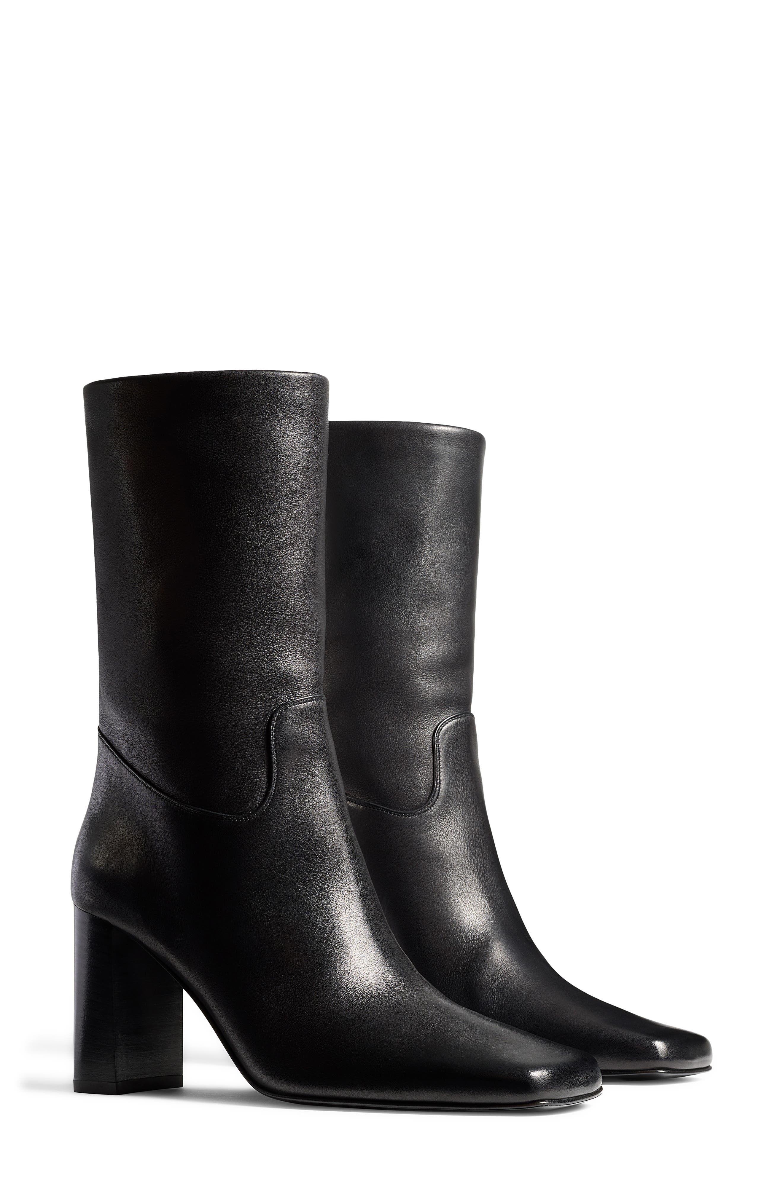 Petra Square Toe Boot, Main, color, BLACK