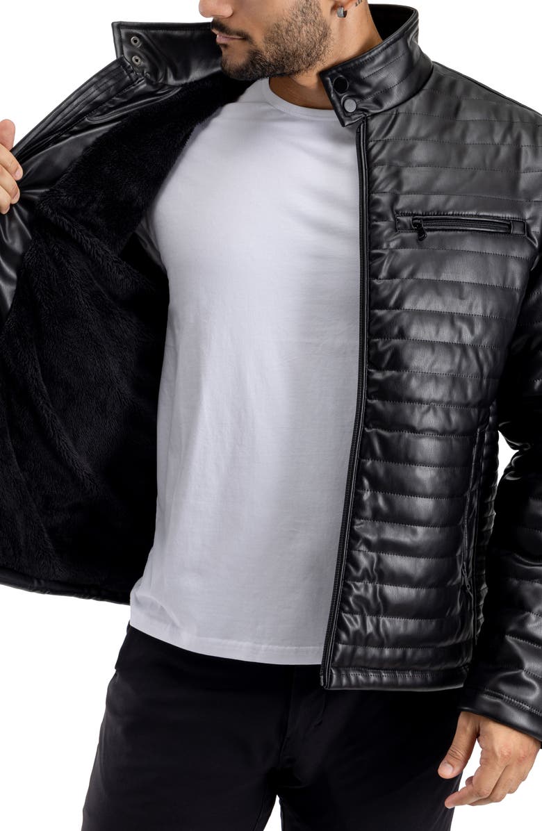 XRAY Faux Fur Lining Quilted Faux Leather Jacket, Alternate, color, 