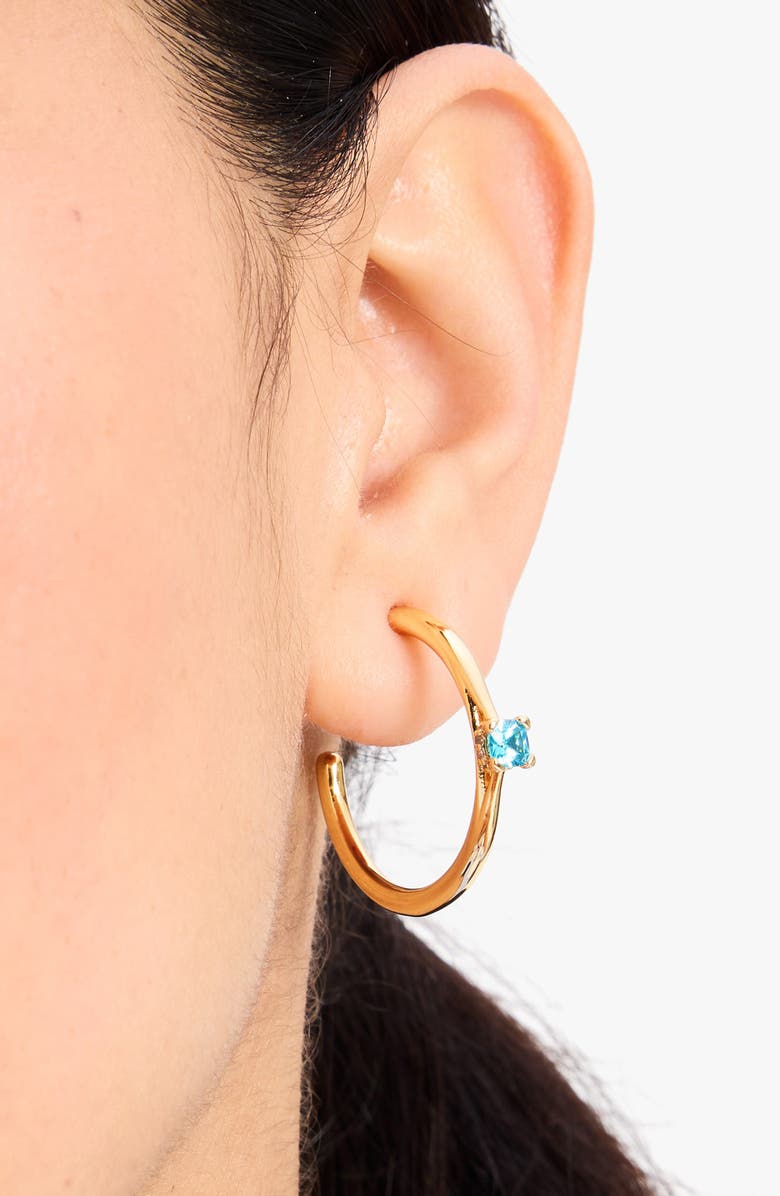Kate Spade New York cubic zirconia hoop earrings, Alternate, color, Aqua Multi
