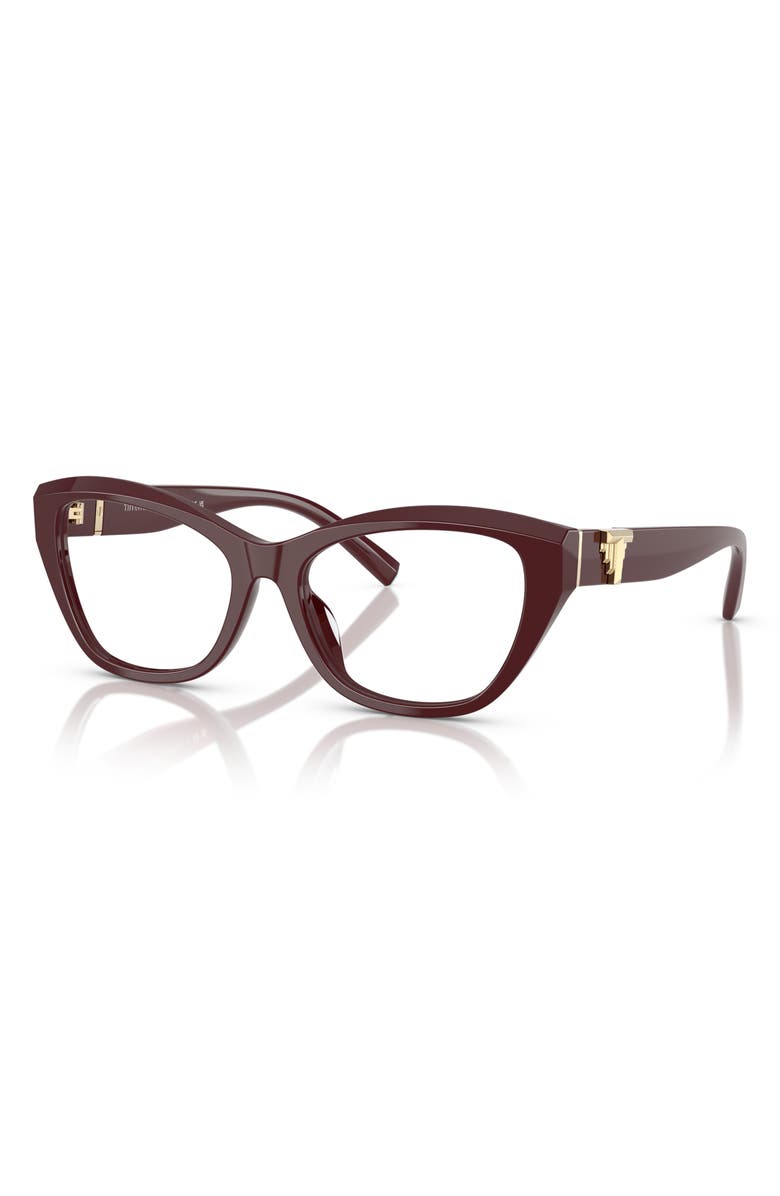 Tiffany & Co. 54mm Cat Eye Optical Glasses, Alternate, color, Burgundy/ Demo Lens