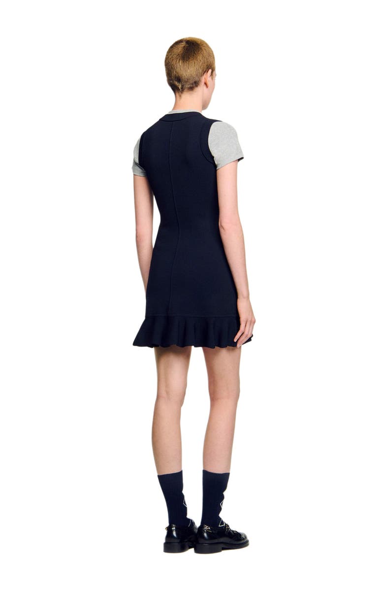 SANDRO 2-in-1 short knit dress, Alternate, color, Navy Blue