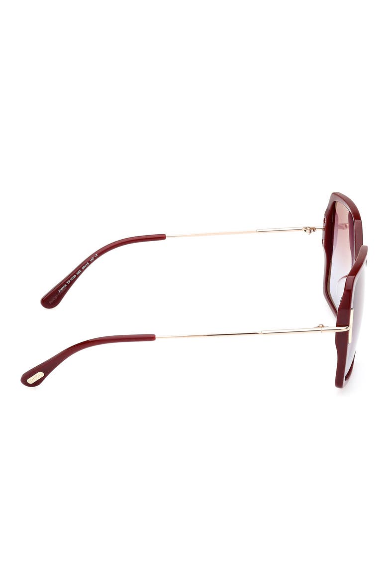 Joanna 59mm Gradient Polarized Butterfly Sunglasses, Alternate, color, SHINY BORDEAUX / ROSE