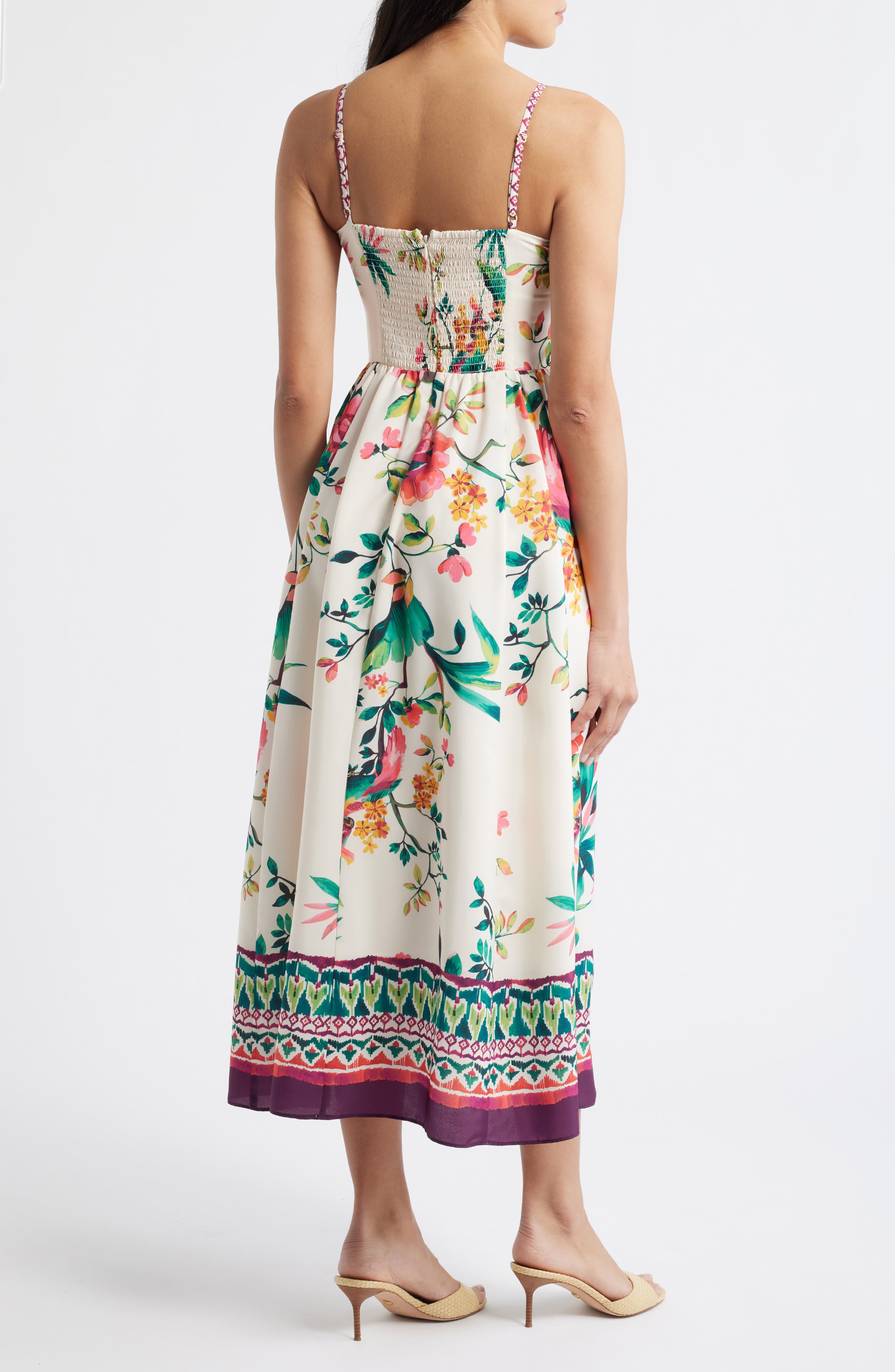 Floral Border Print Midi Dress - image 2