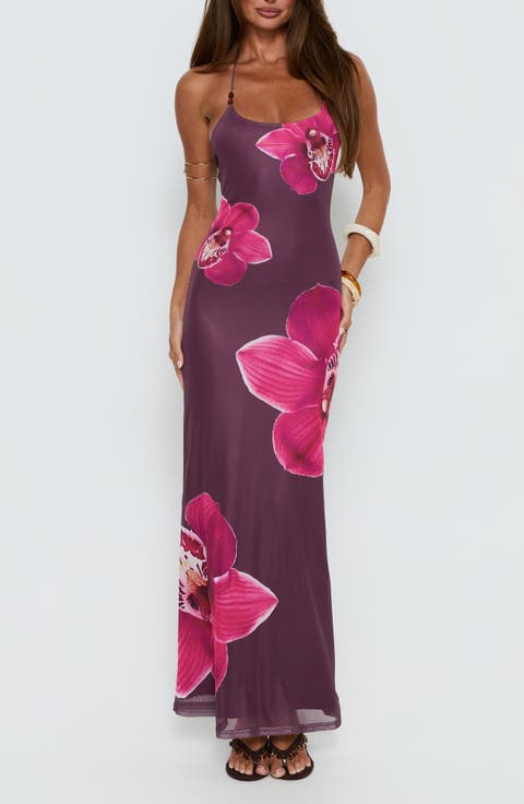 Kamina Beaded Halter Maxi Dress