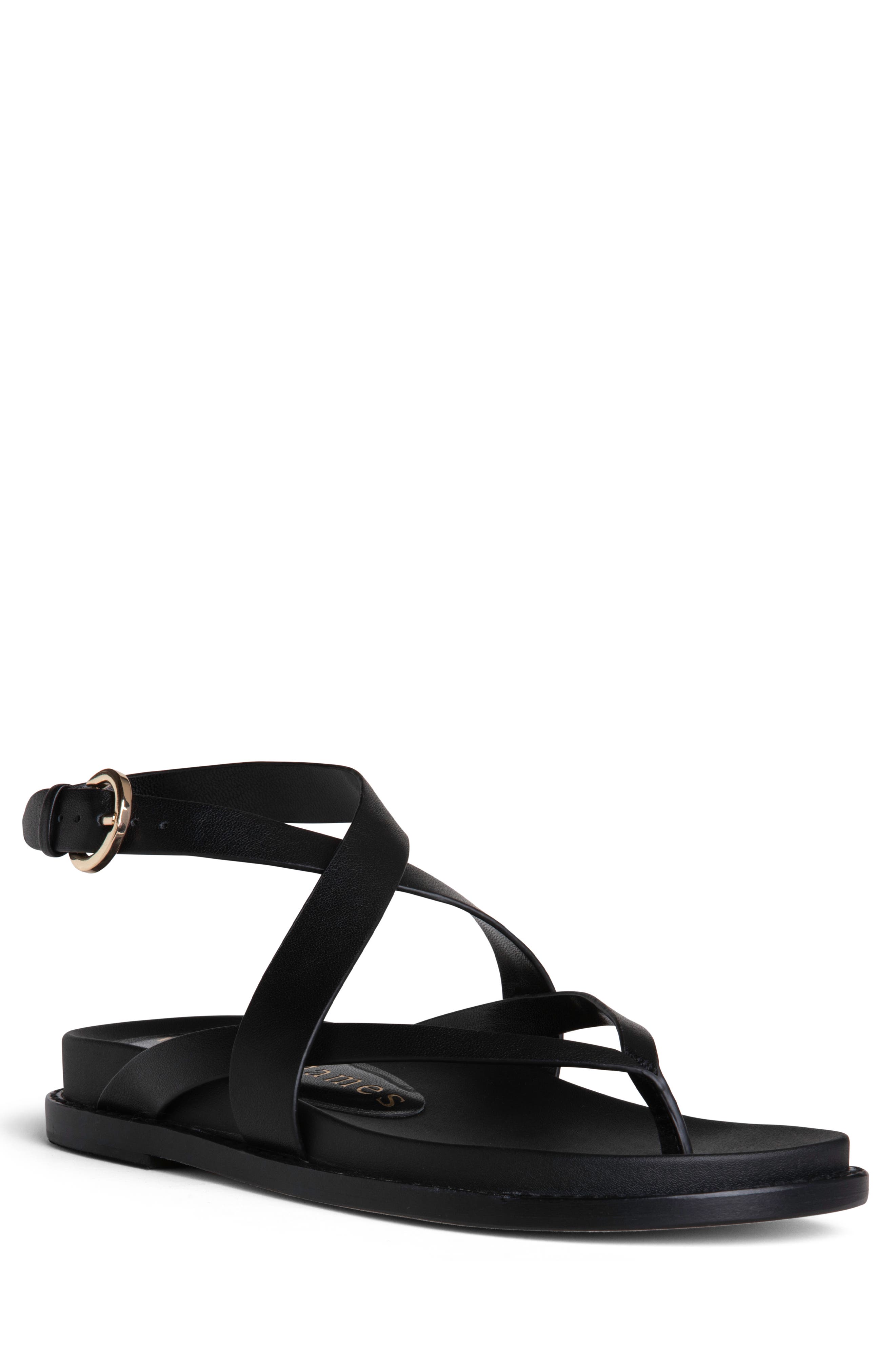 Allegra James Elise Leather Flat Sandal, Alternate, color, 