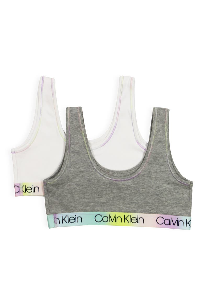 Kids' Assorted 2-Pack Bralettes, Main, color, WHITE/ HEATHER RAINBOW