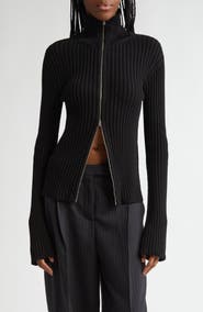 Acne Studios Koton Zip Cotton Rib Cardigan