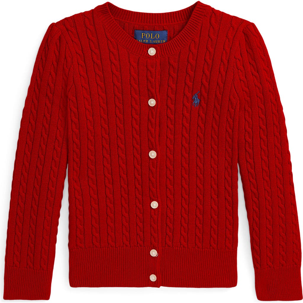 Polo Ralph Lauren Kids' Mini Cable Knit Cardigan In Red