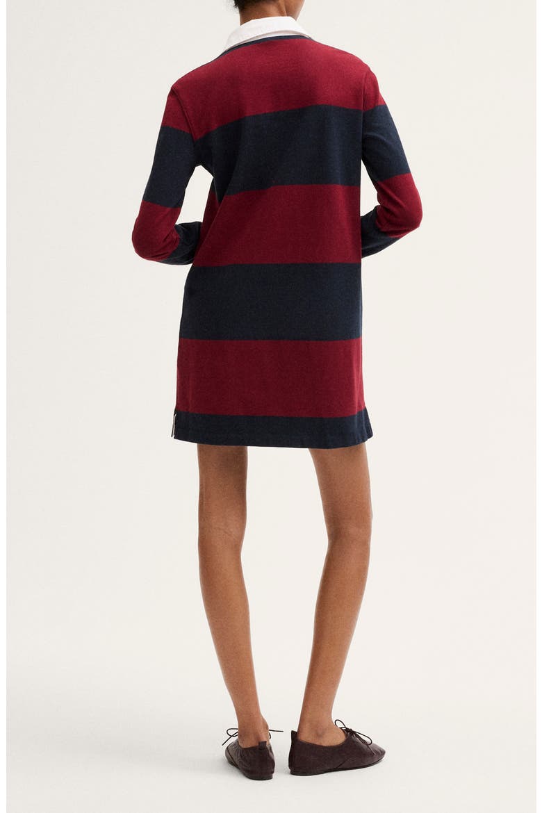 Rugby Polo Cotton Minidress, Alternate, color, SMOKED CLARET STRIPE
