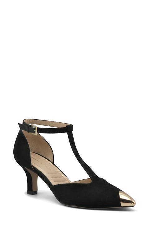 Pristine T-Strap Pointed Toe Pump (Women)