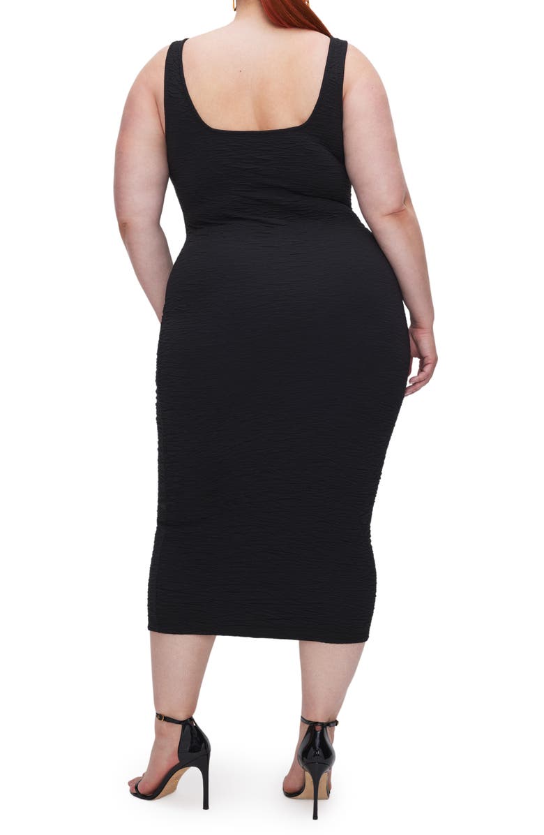 Good American Textured Scrunchie Midi Dress, Alternate, color, Black001