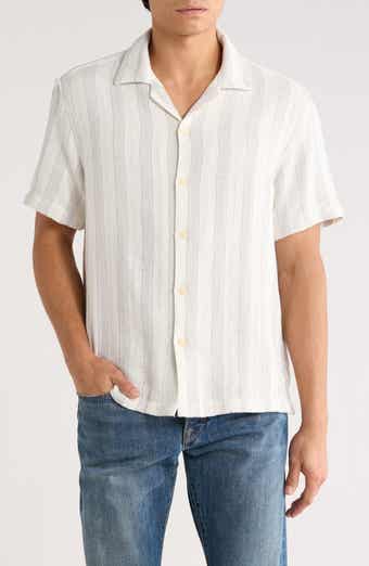 DENIM AND FLOWER Relaxed Fit Stripe Textured Camp Shirt