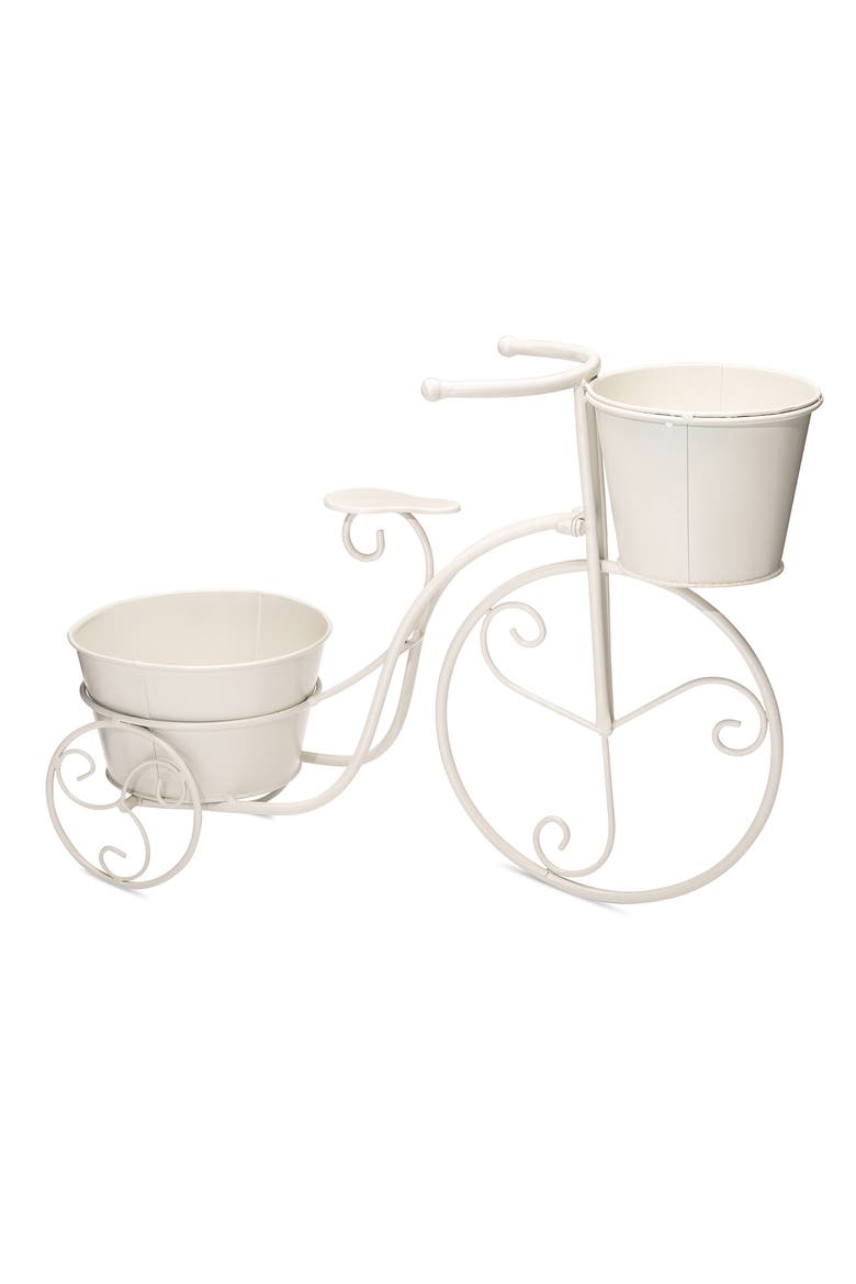 21.5"L Metal Bicycle Planter Stands Flower Pot Cart, Alternate, color, White