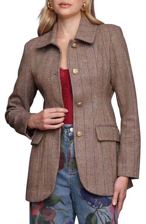 Avec Les Filles Herringbone Hourglass Blazer In Brown