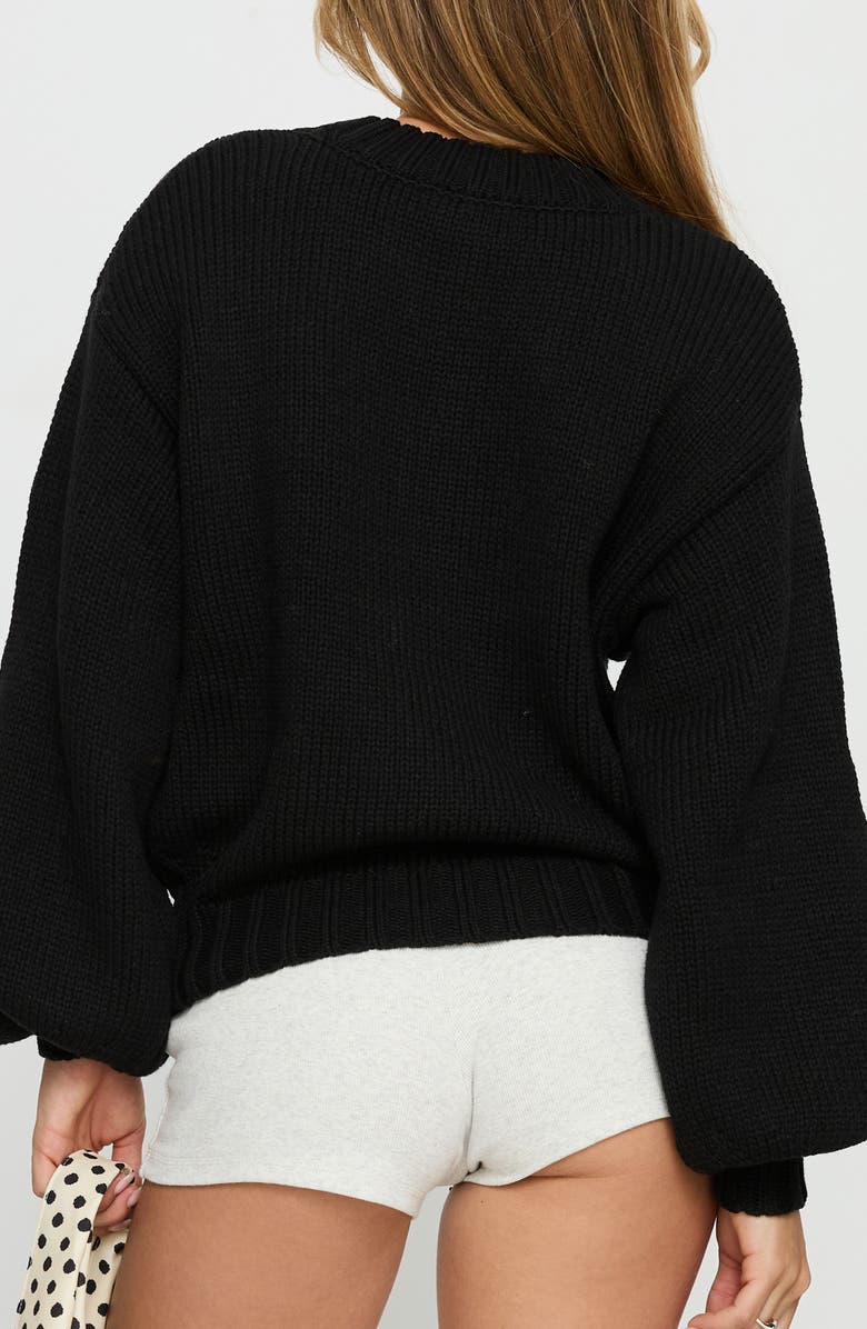 Princess Polly Edern Cotton Blend Cardigan, Alternate, color, Black