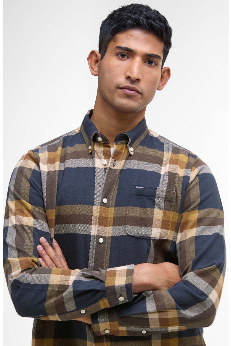 Folley Tailored Plaid Cotton Shirt, Alternate, color, NAVY