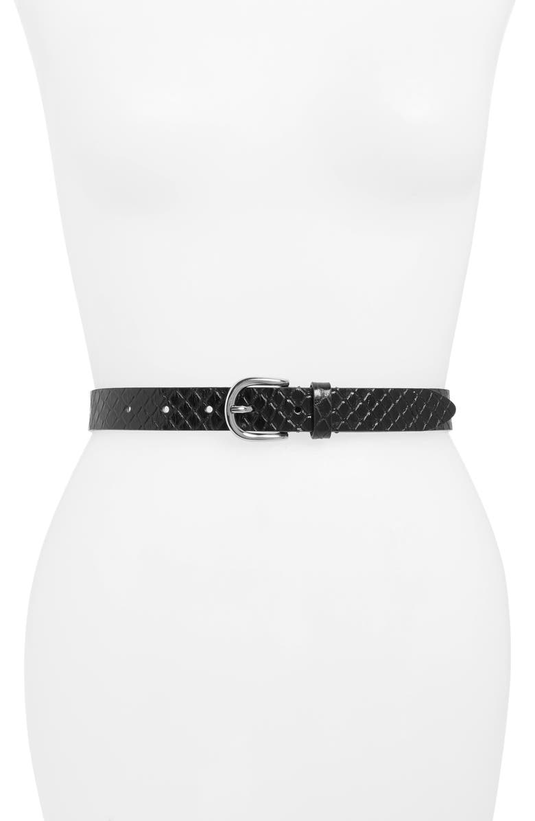 Isabel Marant Zap Snake Embossed Leather Belt, Main, color,
