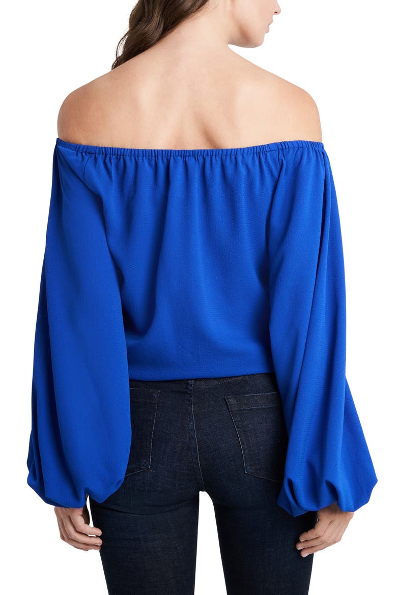 Off the Shoulder Bubble Sleeve Top, Alternate, color, ROYAL DEEP