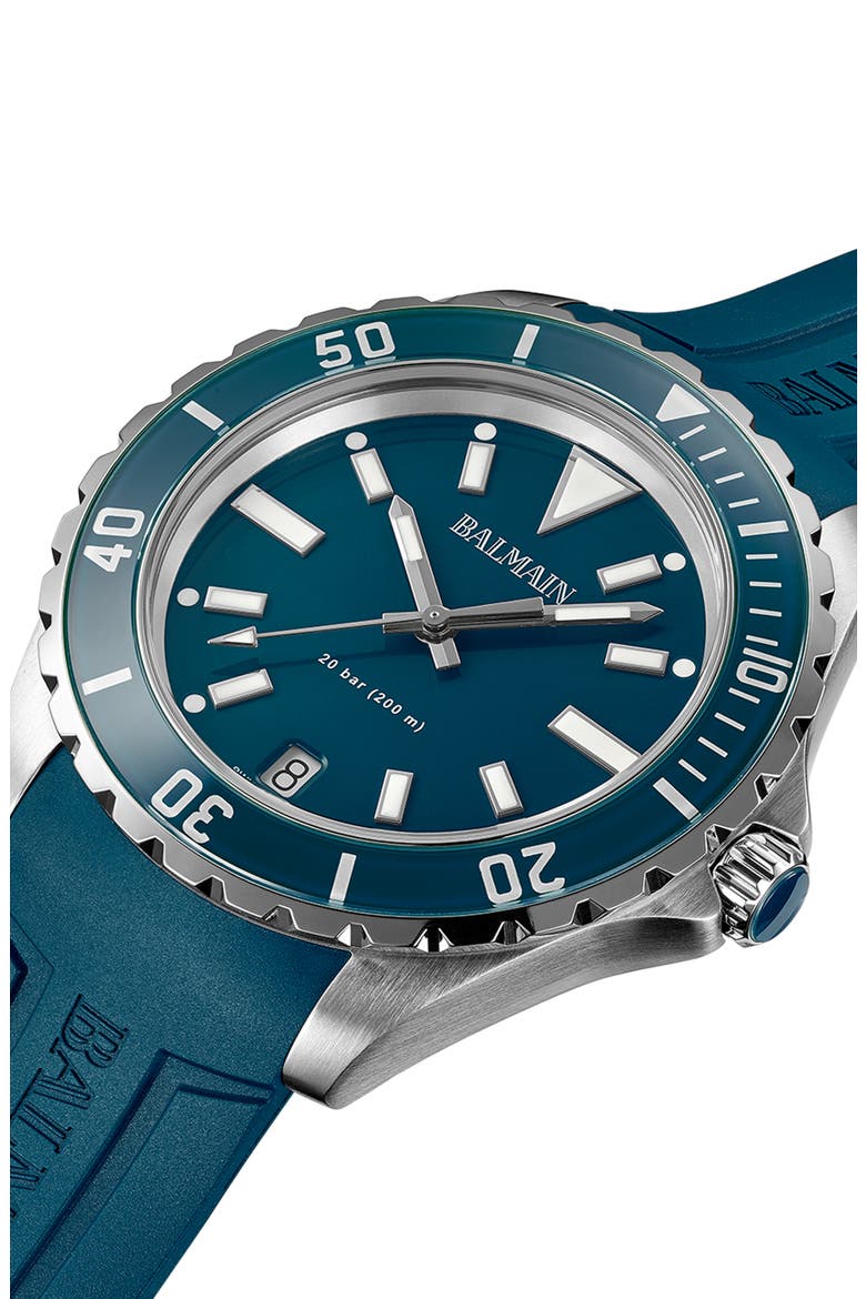 Ophrys Rubber Strap Watch, 42.5mm, Alternate, color, STAINLESS STEEL