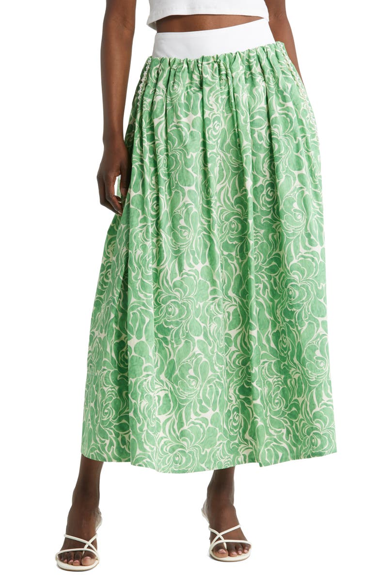 NACKIYÈ Almost Kelly Floral Print Cotton Maxi Skirt, Main, color,