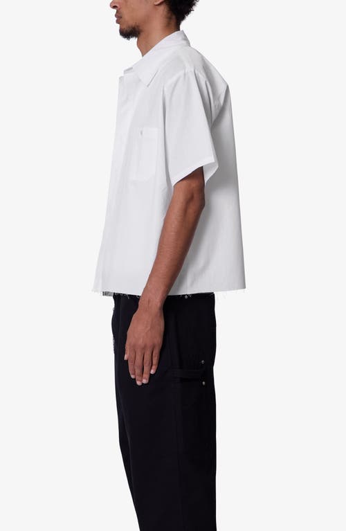 Mnml Short Sleeve Cotton Poplin Button-up Shirt In White