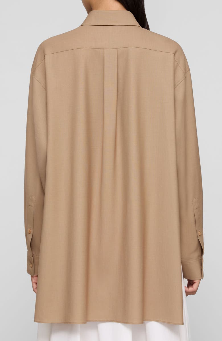 Lafayette 148 New York Tropical Wool Blend Convertible Wrap Blouse, Alternate, color, Brownstone