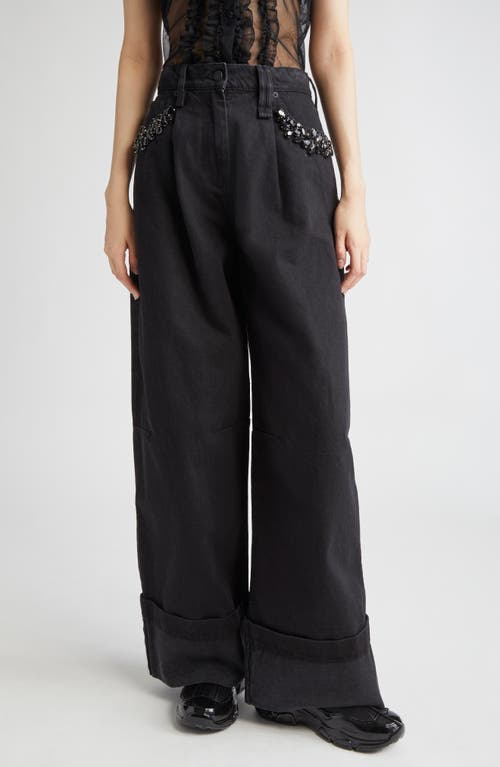 Simone Rocha Turbo Crystal Embellished Wide Leg Puddle Carpenter Jeans