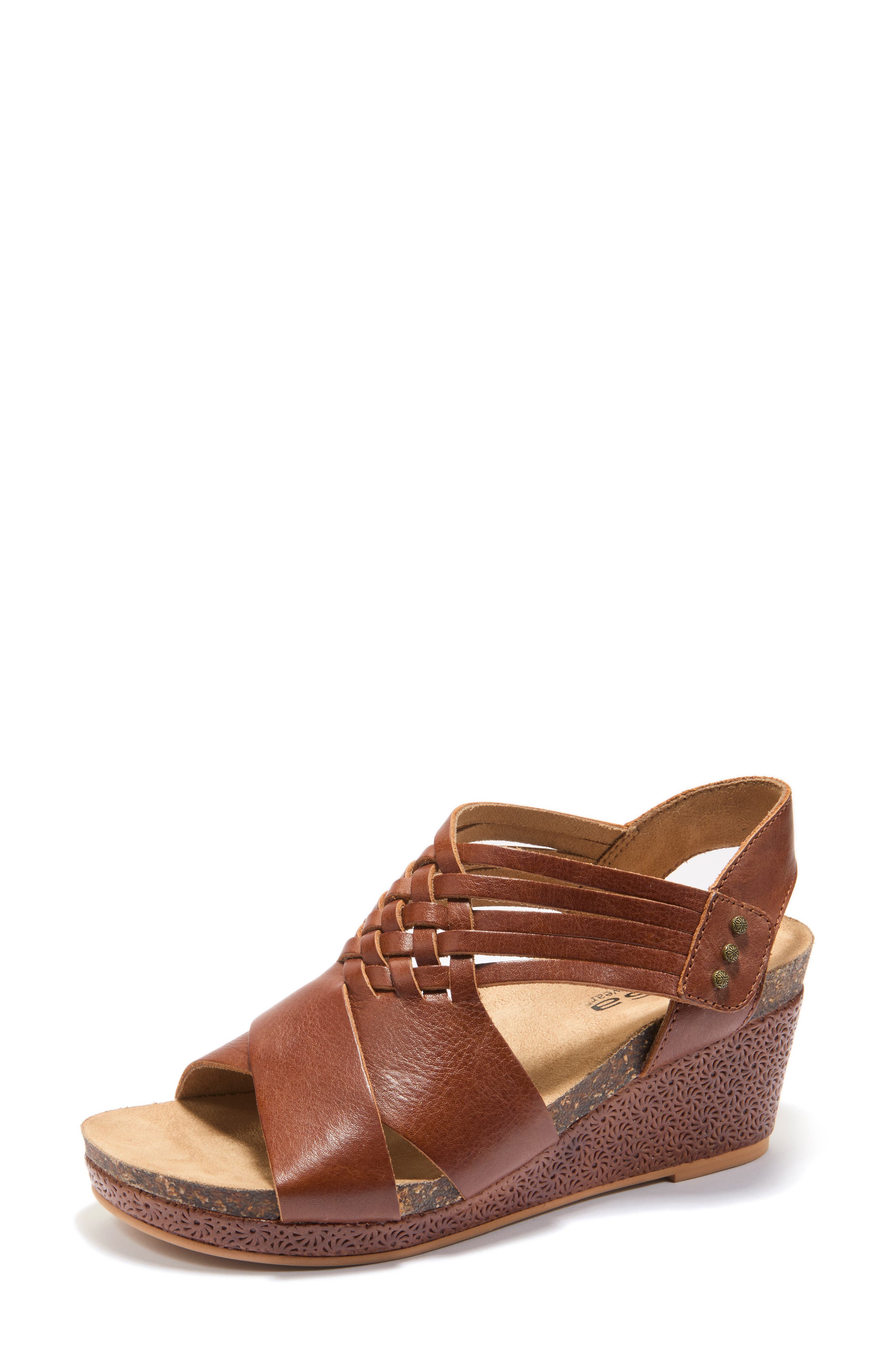 Gianna Wedge Sandal, Alternate, color, COGNAC