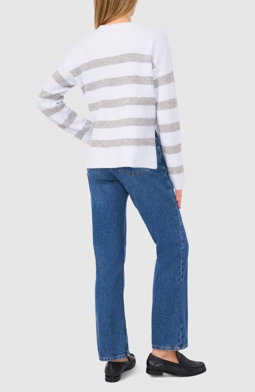 Halogen ® Stripe Crewneck Sweater In Frozen Blue/heather Grey