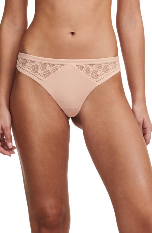 Chantelle Lingerie Ace Lace Trim Thong in Beige Blush 