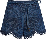 Zimmermann Coco Embroidered Denim Shorts