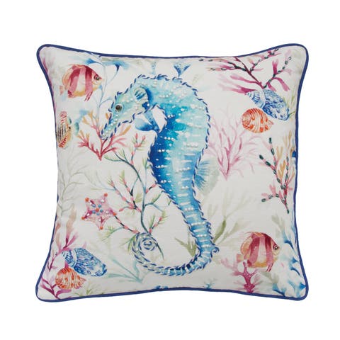 Nautical Seahorse Accent Pillow Decor