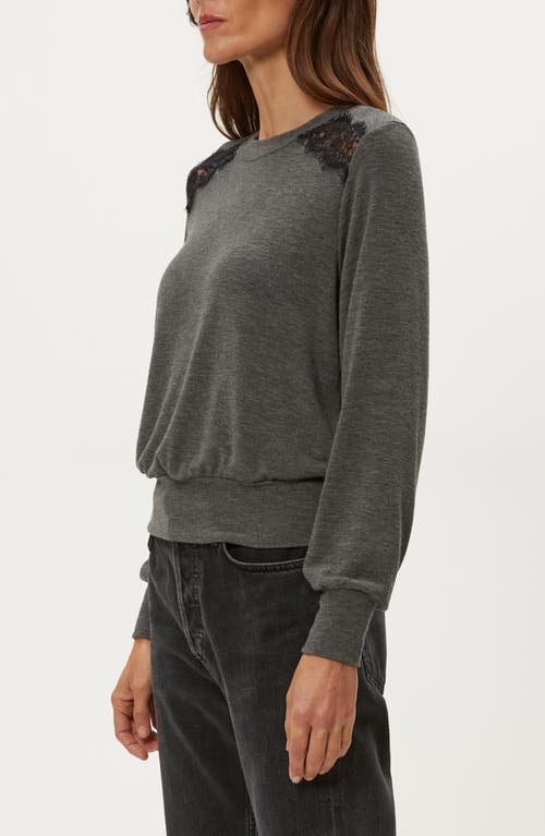 Michael Stars Esther Lace Inset Knit Top In Gray