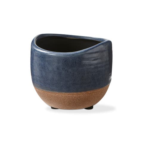 Basin Reactive Blue Glaze Stoneware Planter Small